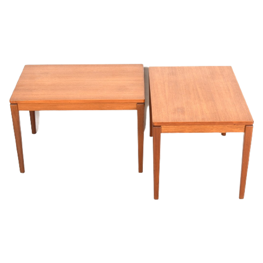 Set Van Twee Vintage Teakhouten Bijzet Tafeltjes(276), Zweden 1970 1