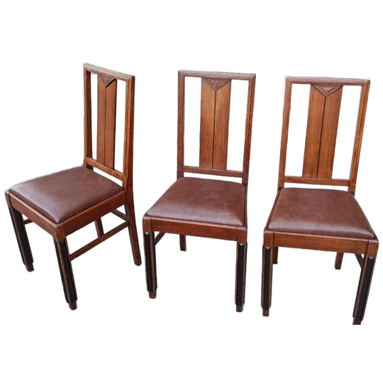 Set Van 3 Art Deco Amsterdamse School Eetkamerstoelen 1