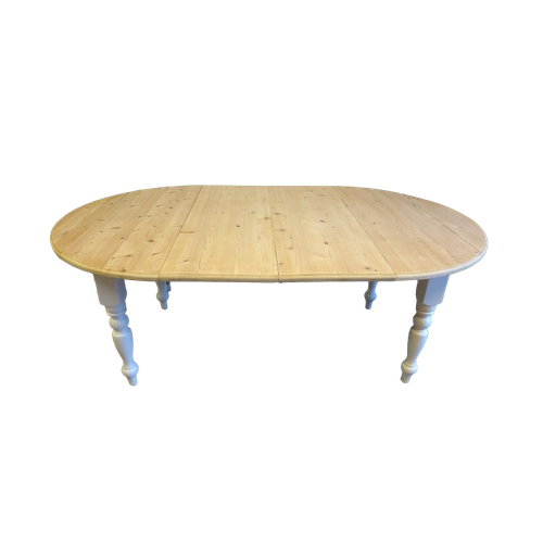 Witte Landelijke Ronde Uitschuifbare Tafel 120-201 Cm