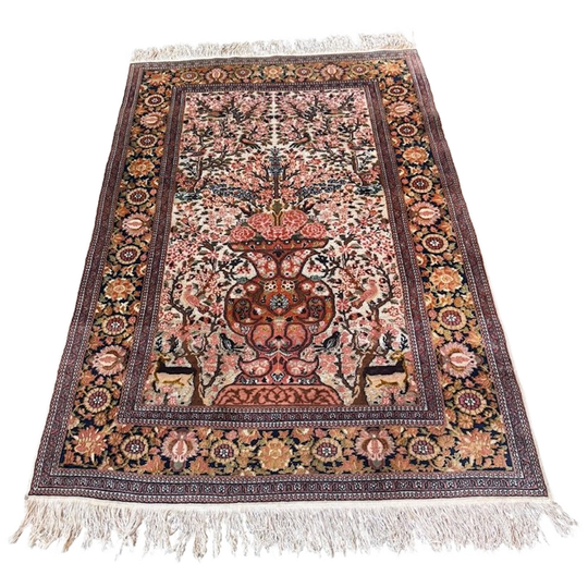 Handgeknoopt Perzisch Vloerkleed Zijde 135x200cm 1