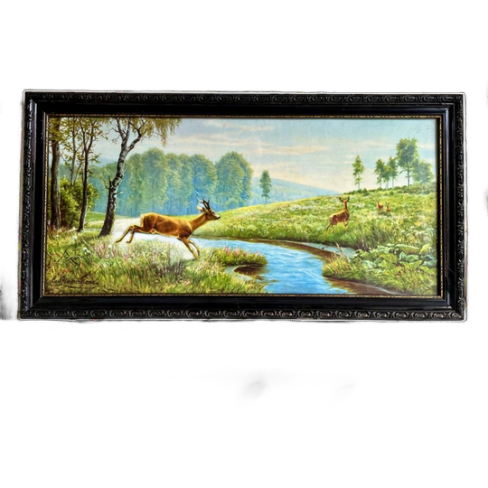 4 Herten In Een Idyllisch Landschap By Carl Zimmermann 1