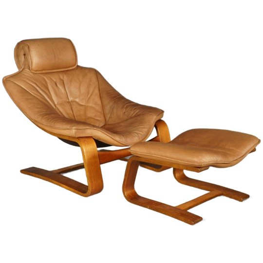 ‘kroken’ Fauteuil Met Hocker – Ake Fribyter – Nelo Möbel – Jaren 70 1