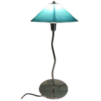 Vintage Frost Glass Tafellamp, Groen/blauw thumbnail 1