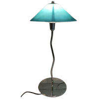 Vintage Frost Glass Tafellamp, Groen/blauw