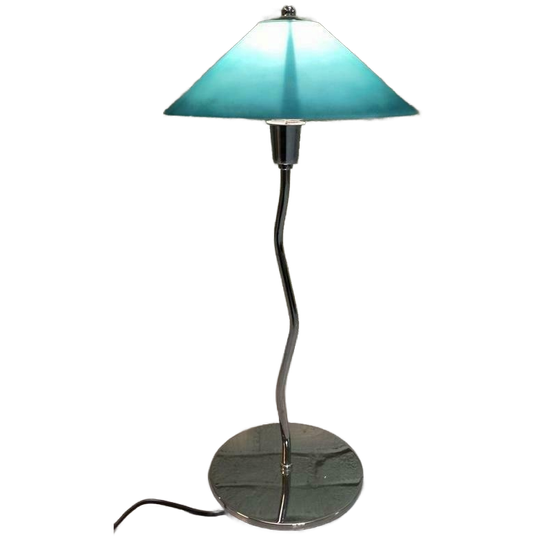 Vintage Frost Glass Tafellamp, Groen/Blauw 1