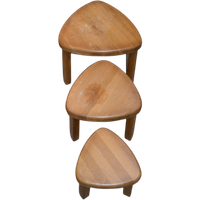 Minisetje 3 Bijzettafeltjes Blank Eiken