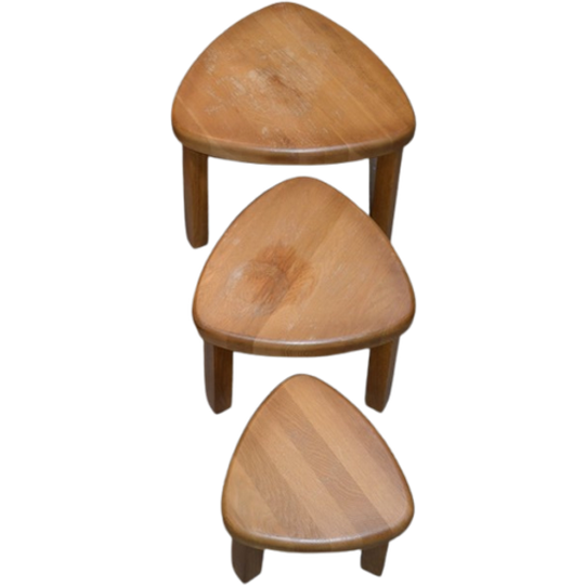 Minisetje 3 Bijzettafeltjes Blank Eiken 1