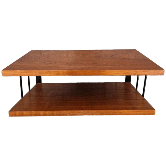 Vintage Wandplank Telefoonbork Wandkastje Teakhouten Rek 1