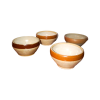 Big Beautiful Brown Striped Gres Bowls * Set Of 4 * Cereal Soup Salad