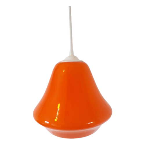 * 70'S Vintage Glazen Hanglamp Oranje Retro Hanglampje