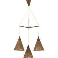 Deense Teak Hanglamp Met Touw 61859