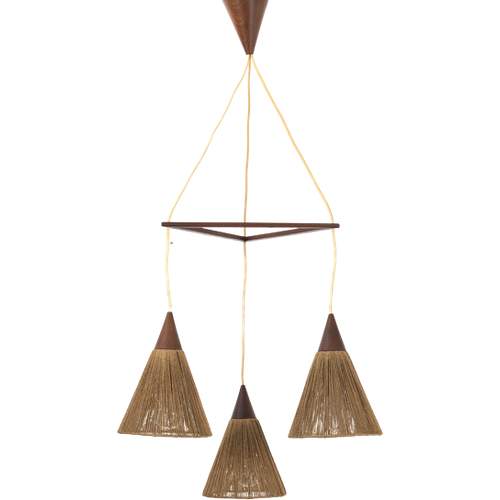 Deense Teak Hanglamp Met Touw 61859