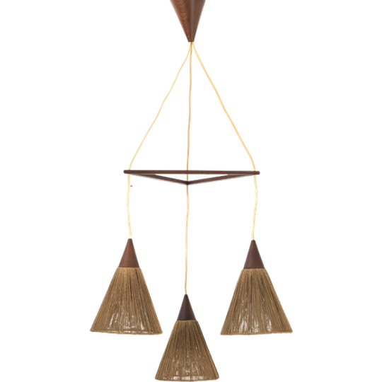 Deense Teak Hanglamp Met Touw 61859 1