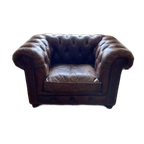 Vintage Chersterfield Club Fauteuil Cognac Leer thumbnail 1