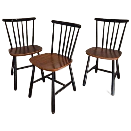 Set Van 3 Tapiovaari Pastoe Stijl Spijlen Stoelen Vintage 1