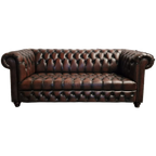 Chesterfield Brighton 3-zits – Knopenzit – Antiek Bruin thumbnail 1