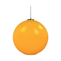 Yellow Glass Globe Pendant Light Xl By Peill And Putzler, 1960