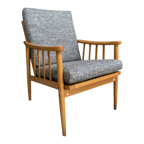 1960S Arm Chair In Wood And Fabric