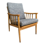 1960S Arm Chair In Wood And Fabric thumbnail 1