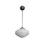 Art Deco Hanglamp In Gispen Style Met Wit Opaline Glazen Kap. thumbnail 1