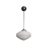 Art Deco Hanglamp In Gispen Style Met Wit Opaline Glazen Kap.