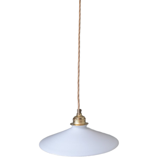 Vintage Hanglamp - Opaline Glas - Wit - Schoenmakerslamp 1