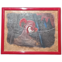 Vintage Olieverf Schilderij Van Een Clown