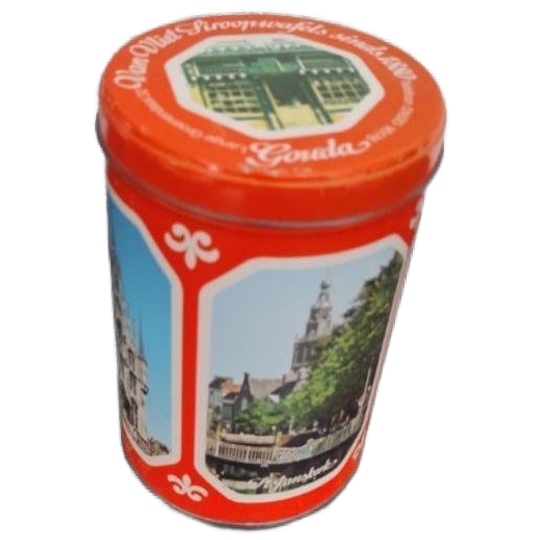 Vintage Blik Oranje Stroopwafels Met Foto'S Van Gouda 1
