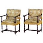Set Van Twee Vintage Antieke Bibliotheek Fauteuils, 19e Eeuw thumbnail 1