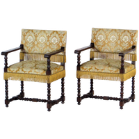 Set Van Twee Vintage Antieke Bibliotheek Fauteuils, 19e Eeuw