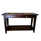Donker Teakhouten Sidetable, Wandcnsole, Haltafel Afm. 140x3 thumbnail 1