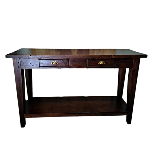 Donker Teakhouten Sidetable, Wandcnsole, Haltafel Afm. 140x3 1