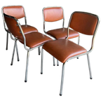 Set/4 Italian Mid-century Tavo Stoelen In Cognac Skai Leder thumbnail 1