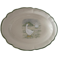 Mooie Vintage Ovale Schaal 32x21x3 Met Groene Rand
