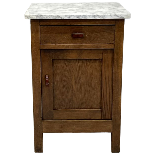 Art Deco Marmer Nachtkastje Antiek Halkastje 1