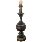 2 X Zeldzame Vintage Houten Voet Tafellampen In Bruin, Goud En Groen thumbnail 1