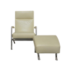 Zganieuw Witte Leren Leolux Helical Design Fauteuil + Poef thumbnail 1