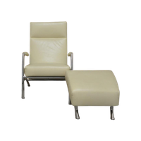 Zganieuw Witte Leren Leolux Helical Design Fauteuil + Poef