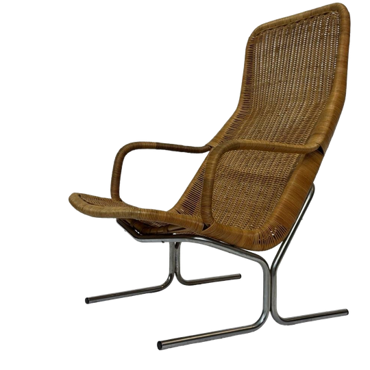 Vintage Rotan Fauteuil - Dirk Van Sliedregt Jaren 60 Design 1