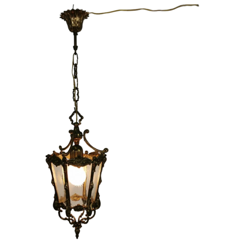 Antieke Franse Bronzen Lantaarnlamp, Hanglamp, Lamp 402