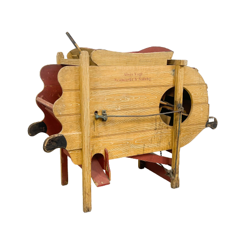 Antieke Beschilderde Grenen Houten Wanmolen Landbouw Machine