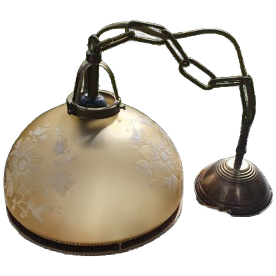 Vintage - Hanglamp - Glazen Hanglamp - Okergeel - Kralenrand 1