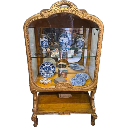 Bijzondere Antieke (shabby) Vitrinekast, Servieskast. 1