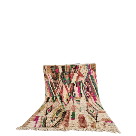 Vintage Boujaad Vloerkleed 300x200 Cm – Handgeknoopt Marokkaans Berber Tapijt – Crème Wol Met Kleurrijke Geometrische Patronen 1