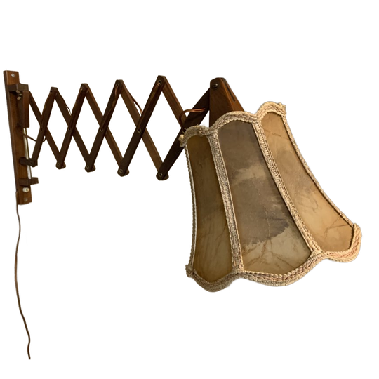 Schaarlamp/ Harmonica Lamp Met Varkensleren Kap 1