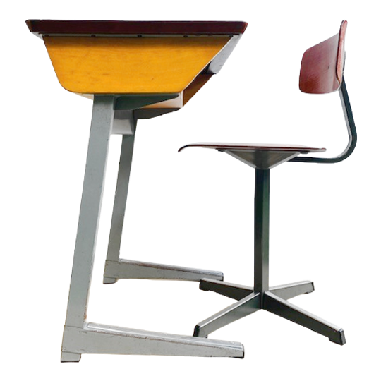 Vintage Lessenaar Met Schoolstoeltje Jaren 50 1