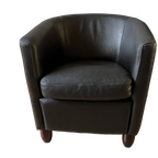2 Leren Kuipstoelen : Donkerbruin Leer thumbnail 1