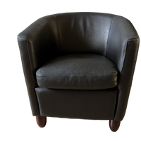 2 Leren Kuipstoelen : Donkerbruin Leer