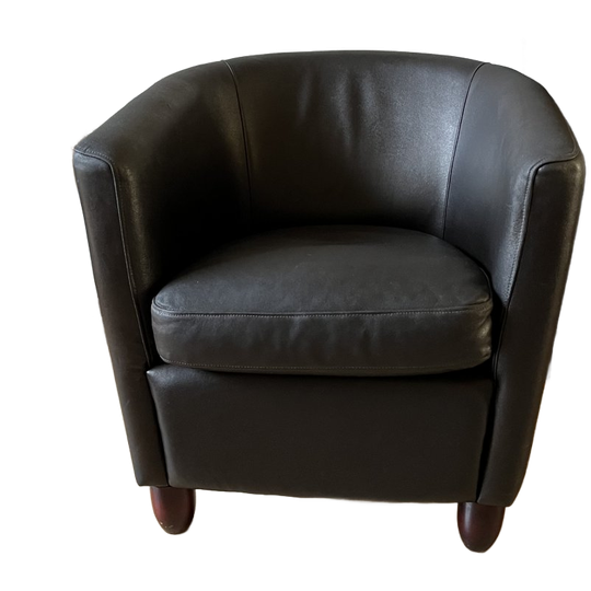 2 Leren Kuipstoelen : Donkerbruin Leer 1