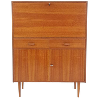 Vintage Fins Kastje Teak Fineer Secretaire